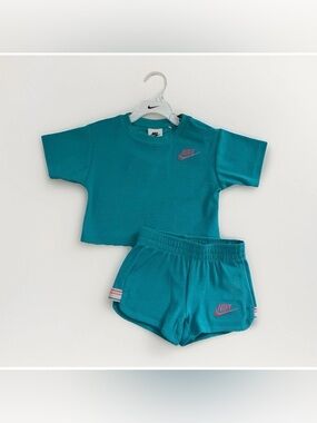 Nike Toddler 2T 2-Piece Set Dusty Cactus Shirt Shorts Pink Logo NWT